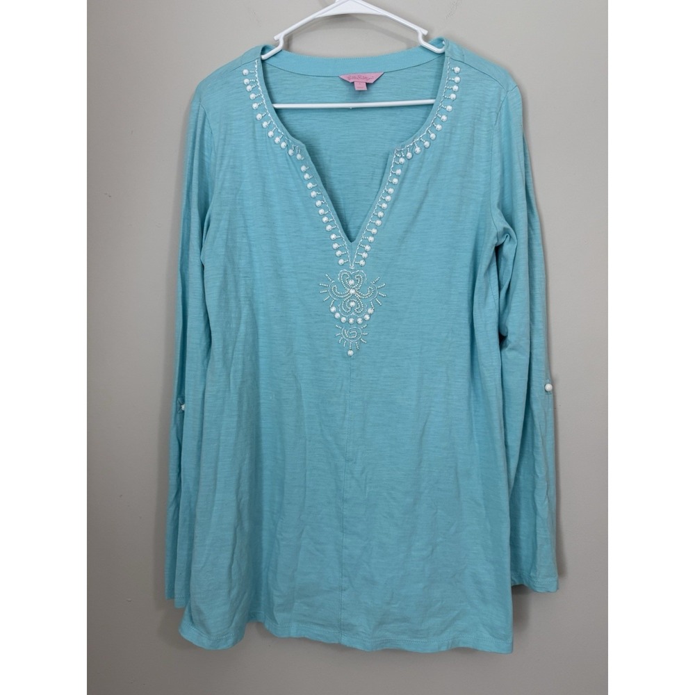 Lilly Pulitzer Light Blue Tunic with White Embroidery